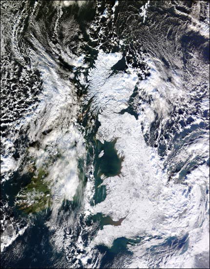 uk in snow by NASA uk in snow by NASA