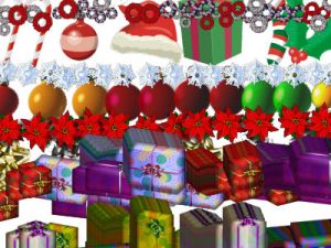 lines of assorted xmas items