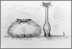 drawing of two cats