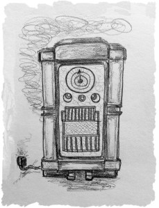 drawing 1950s cabinet radio