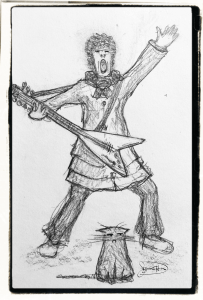 drawing woman playing guitar