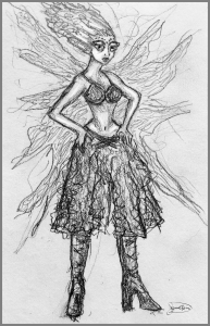drawing of figure with wings