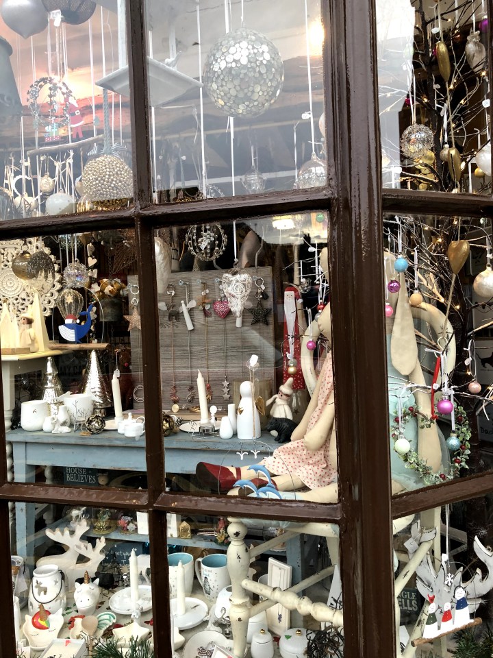 shop front with decorative items