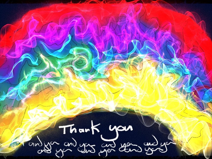 rainbow with thank you text
